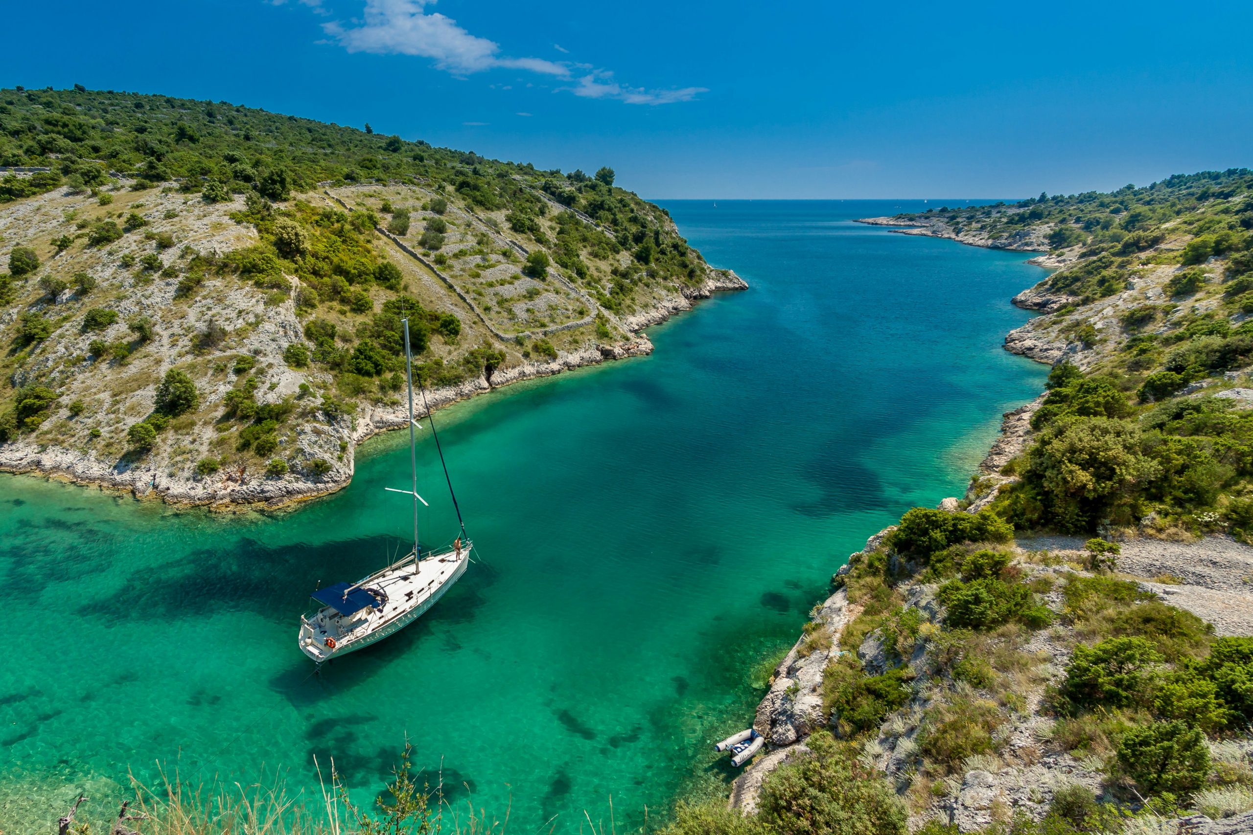 Coastal view between Rovanjska and Novi Vinodolski, Croatia – turquoise sea and winding road.