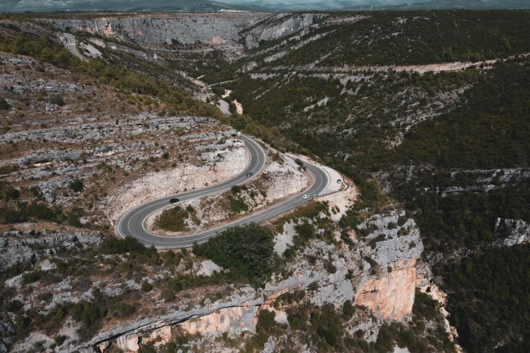 A winding road in the croatian mountains